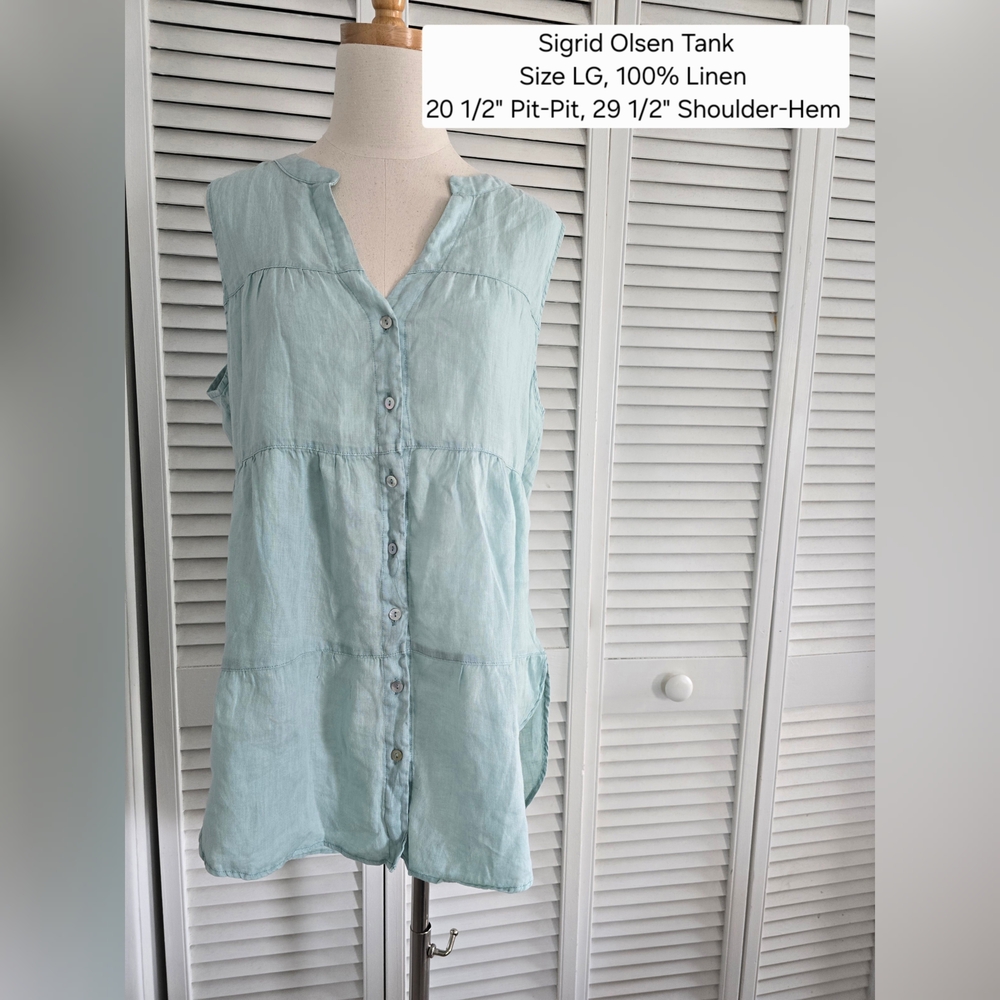 Light Blue Linen Tank Top